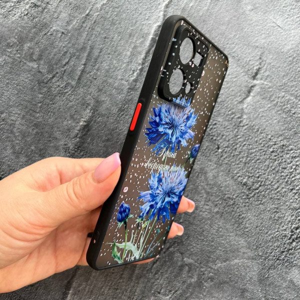 Чохол для Oppo Reno 7 4G з захистом камери з квіткою волошкою