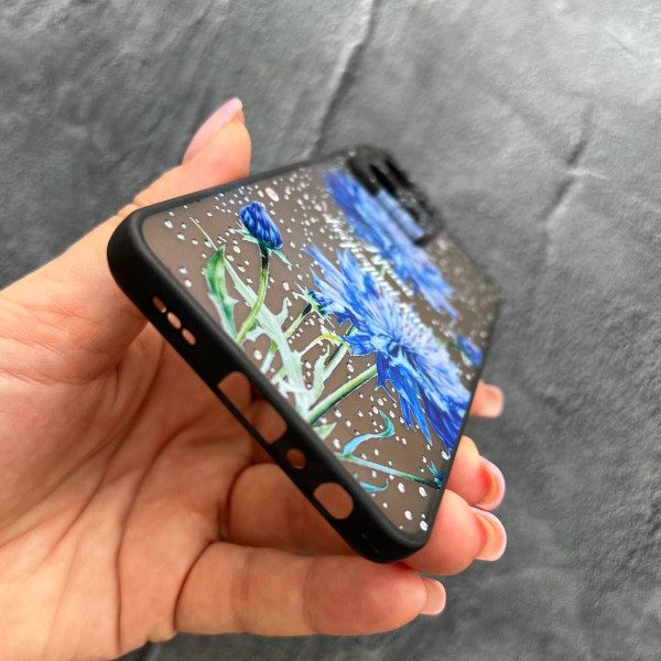 Чехол для Oppo Reno 7 4G с защитой камеры с цветком волошкой