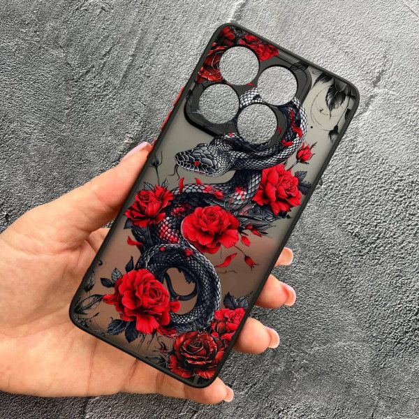 Чехол для Xiaomi 14T с защитой камеры со змеей в цветах