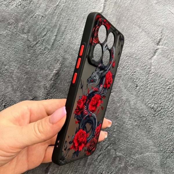 Чехол для Xiaomi 14T с защитой камеры со змеей в цветах
