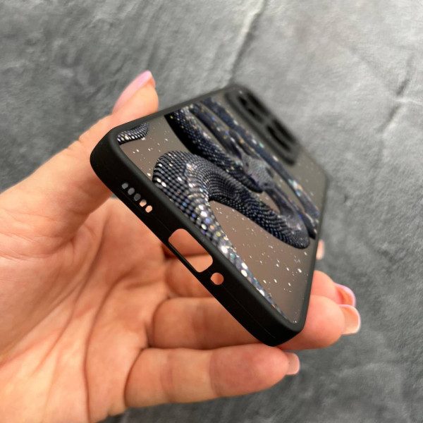 Чехол для Xiaomi 14T с защитой камеры со змеей с блестками