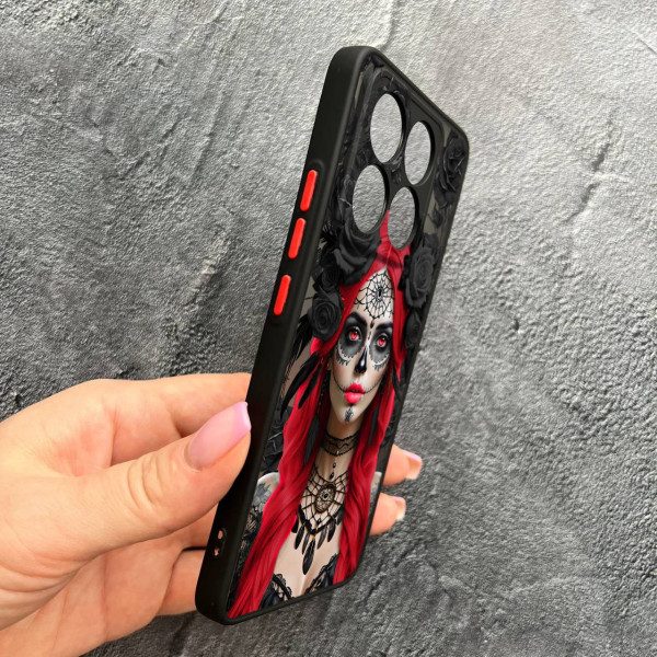 Чохол для Xiaomi 14T з захистом камери дівчина Санта-Муерте у трояндах