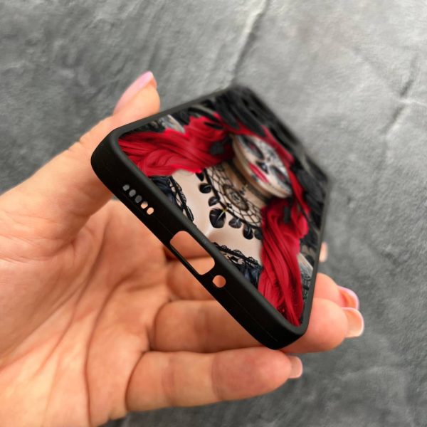 Чехол для Xiaomi 14T с защитой камеры девушка Санта-Муэрте в розах