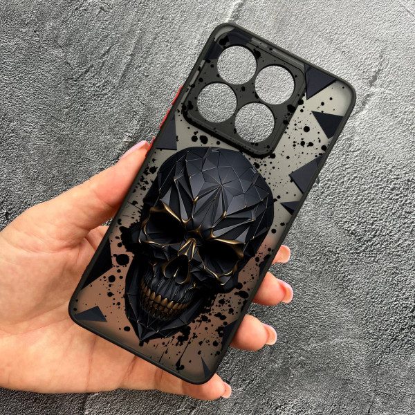 Чехол для Xiaomi 14T с защитой камеры с черепом в кубе