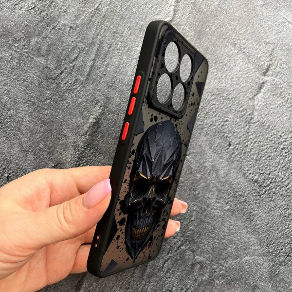 Чехол для Xiaomi 14T с защитой камеры с черепом в кубе