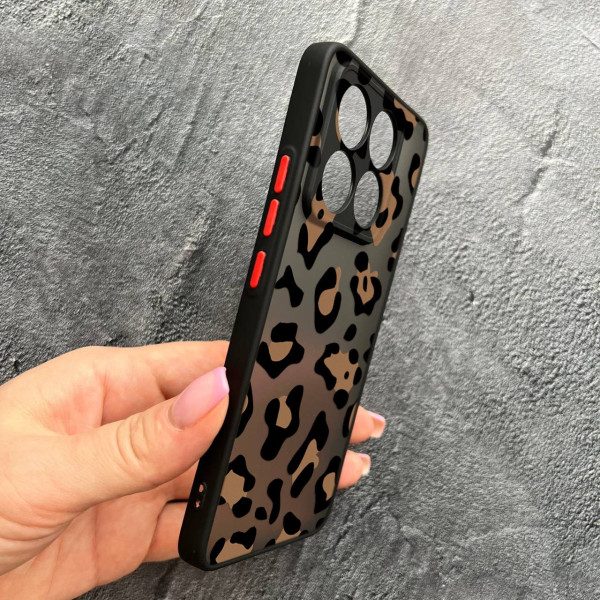 Чехол для Xiaomi 14T с защитой камеры с леопардом шоколадным