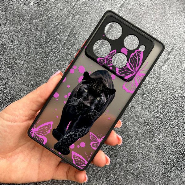 Чехол для Infinix Note 40 Pro X6850 с защитой камеры с пантерой и бабочками