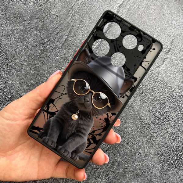 Чехол для Infinix Note 40 Pro X6850 с защитой камеры с котом в шляпе