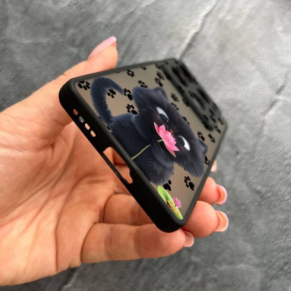 Чехол для Infinix Note 40 Pro X6850 с защитой камеры детский с котом и цветком