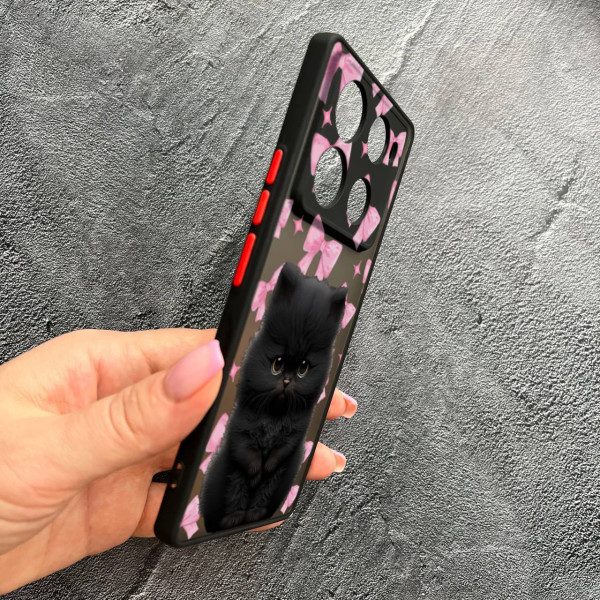 Чехол для Infinix Note 40 Pro X6850 с защитой камеры детский с котом и бантиками