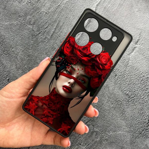 Чехол для Infinix Note 40 Pro X6850 с защитой камеры с девочкой и лентой