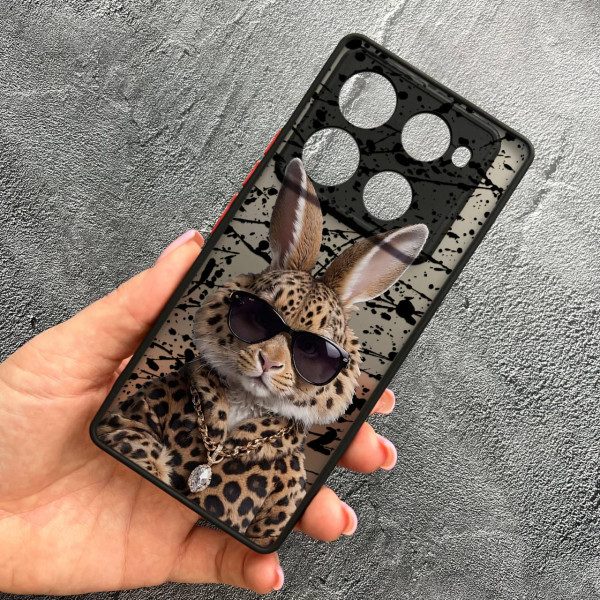 Чехол для Infinix Note 40 Pro X6850 с защитой камеры с зайцем в леопарде