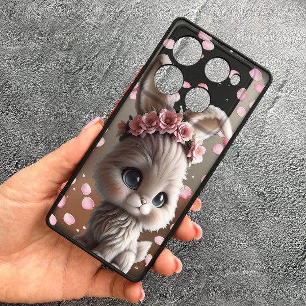 Чехол для Infinix Note 40 Pro X6850 с защитой камеры с зайкой в ​​лепестках
