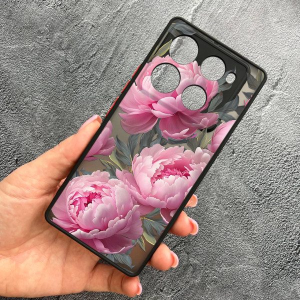 Чехол для Infinix Note 40 Pro X6850 с защитой камеры с цветами пионами крупными