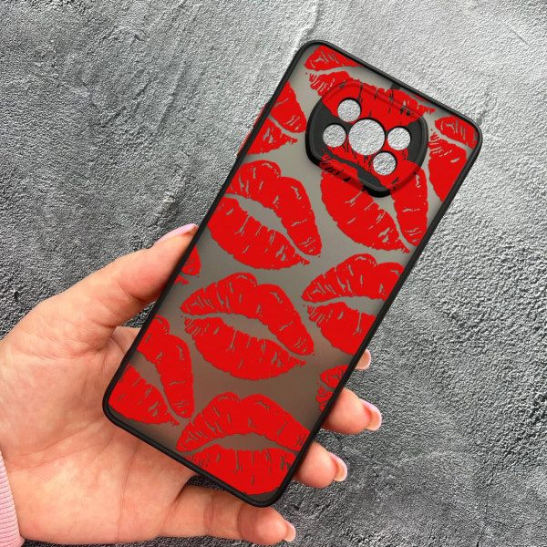 Чехол для Xiaomi Poco X3 NFC / Poco X3 Pro с защитой камеры с красными губами