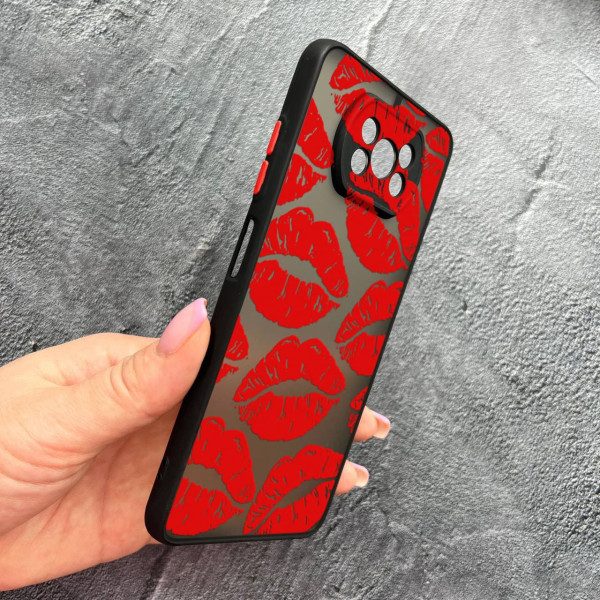 Чехол для Xiaomi Poco X3 NFC / Poco X3 Pro с защитой камеры с красными губами