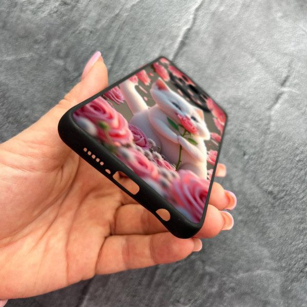 Чехол для Xiaomi Poco X3 NFC / Poco X3 Pro с защитой камеры с котом в цветах розах