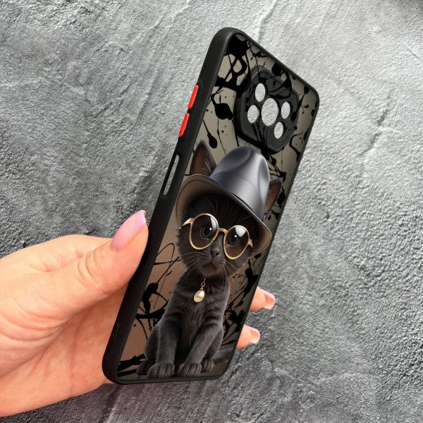 Чехол для Xiaomi Poco X3 NFC / Poco X3 Pro с защитой камеры с котом в шляпе