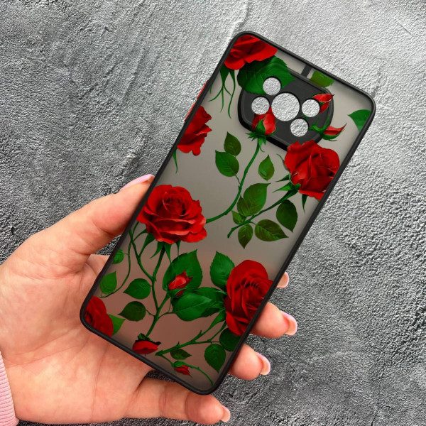 Чохол для Xiaomi Poco X3 NFC / Poco X3 Pro з захистом камери з квітами червоні троянди