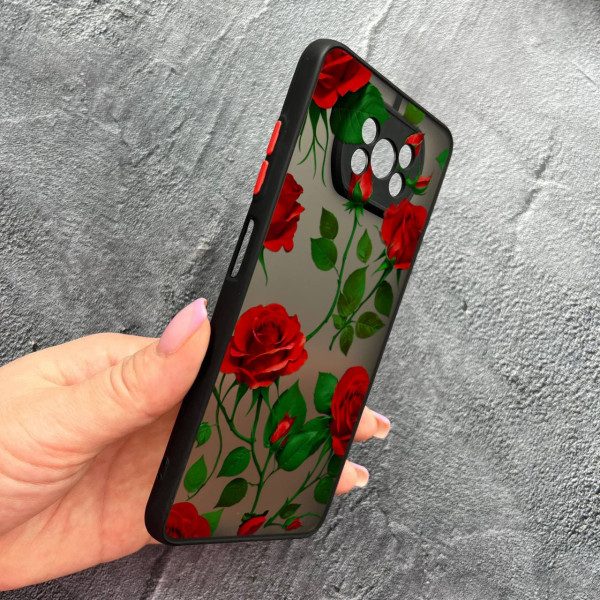 Чохол для Xiaomi Poco X3 NFC / Poco X3 Pro з захистом камери з квітами червоні троянди