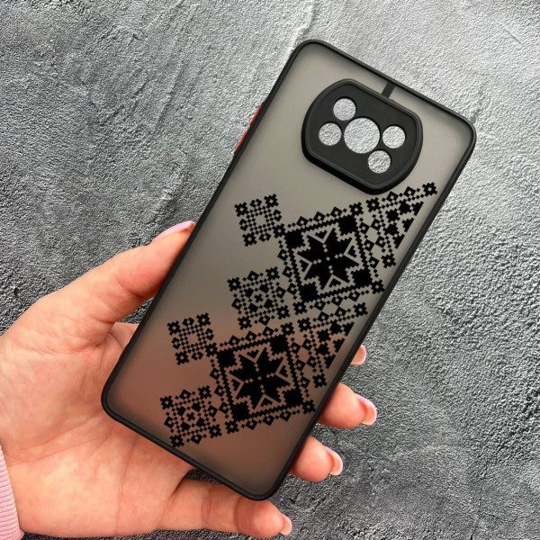 Чохол для Xiaomi Poco X3 NFC / Poco X3 Pro з захистом камери з вишиванкою чорна українська