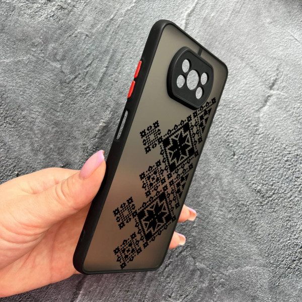 Чохол для Xiaomi Poco X3 NFC / Poco X3 Pro з захистом камери з вишиванкою чорна українська