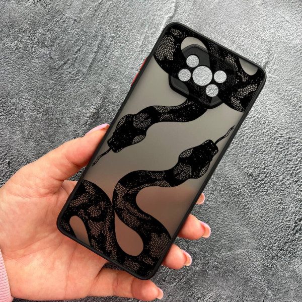 Чехол для Xiaomi Poco X3 NFC / Poco X3 Pro с защитой камеры с черной змеей