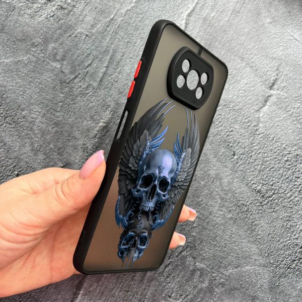 Чехол для Xiaomi Poco X3 NFC / Poco X3 Pro с защитой камеры с черепом и крыльями