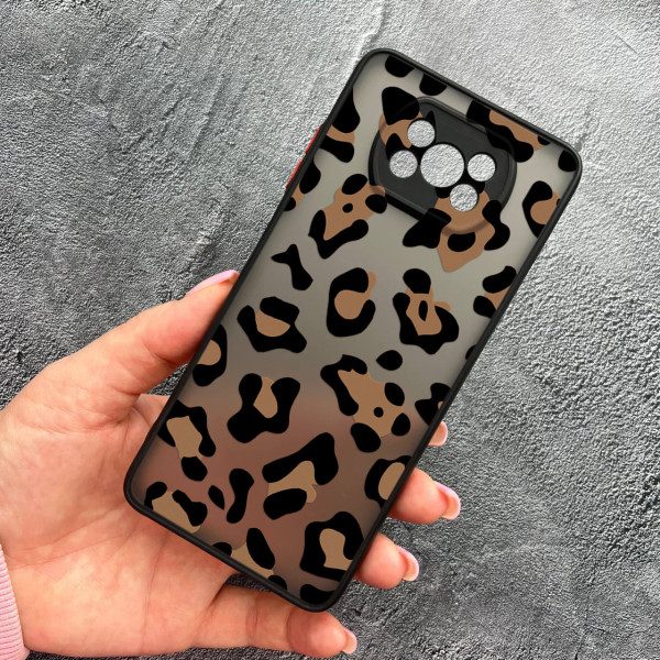 Чехол для Xiaomi Poco X3 NFC / Poco X3 Pro с защитой камеры с леопардом шоколадным