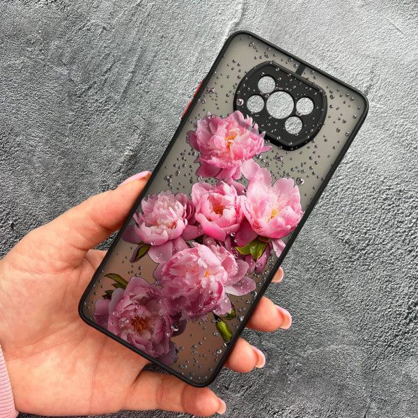 Чехол для Xiaomi Poco X3 NFC / Poco X3 Pro с защитой камеры с цветами и каплями