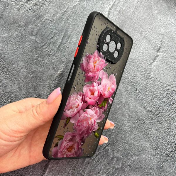 Чехол для Xiaomi Poco X3 NFC / Poco X3 Pro с защитой камеры с цветами и каплями