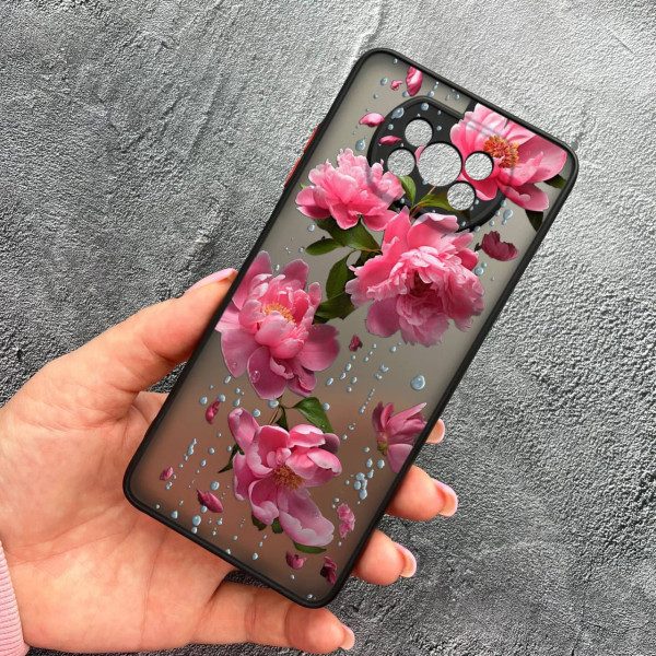 Чехол для Xiaomi Poco X3 NFC / Poco X3 Pro с защитой камеры с цветами и дождем