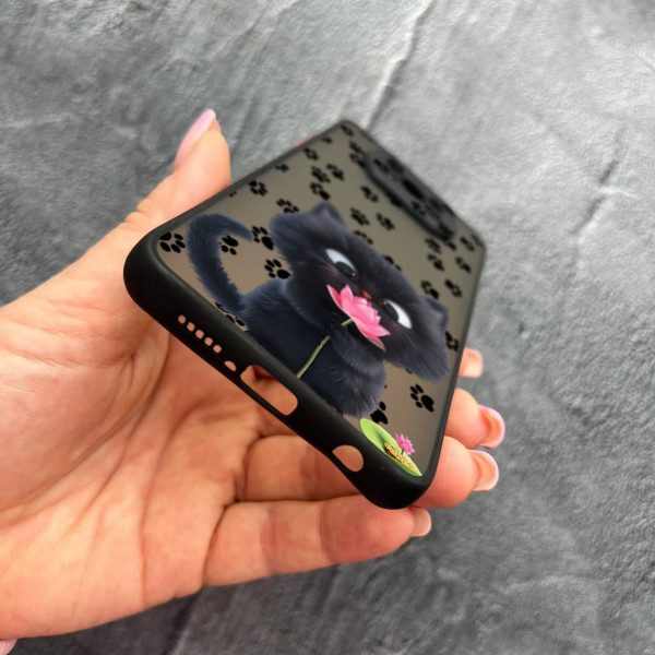 Чехол для Xiaomi Poco X3 NFC / Poco X3 Pro с защитой камеры детский с котом и цветком