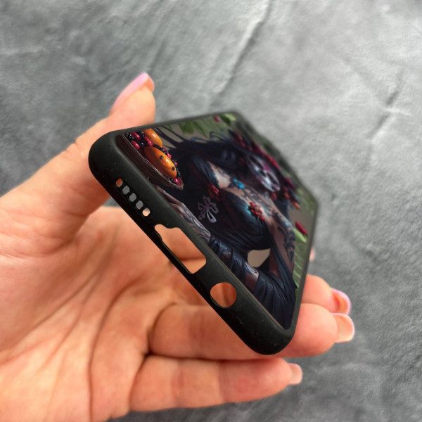 Чехол для Xiaomi Mi 10T Lite / Redmi Note 9 Pro 5G / Mi 10i 5G с защитой камеры девушка Санта-Муэрте и листьями
