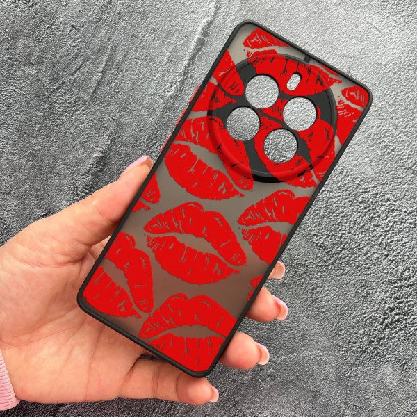 Чехол для Realme 12 pro 5G с защитой камеры с красными губами