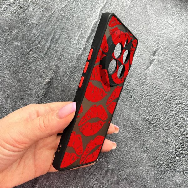 Чехол для Realme 12 pro 5G с защитой камеры с красными губами