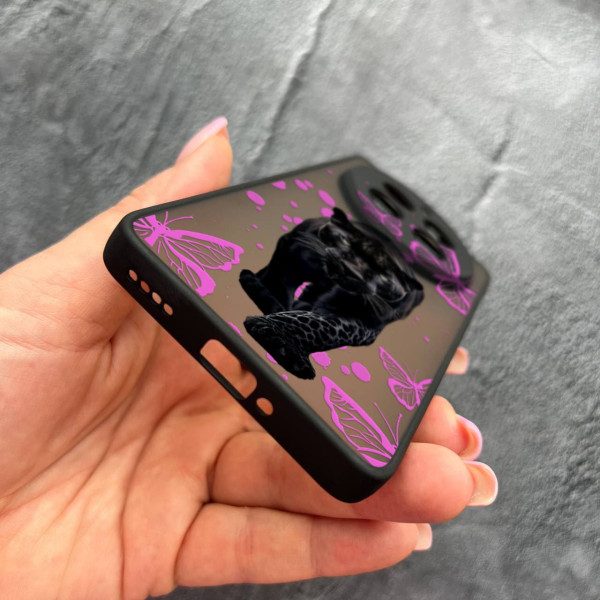 Чехол для Realme 12 pro 5G с защитой камеры с пантерой и бабочками