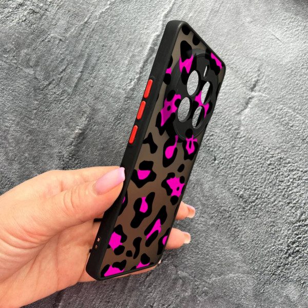 Чехол для Realme 12 pro 5G с защитой камеры с леопардом розовым