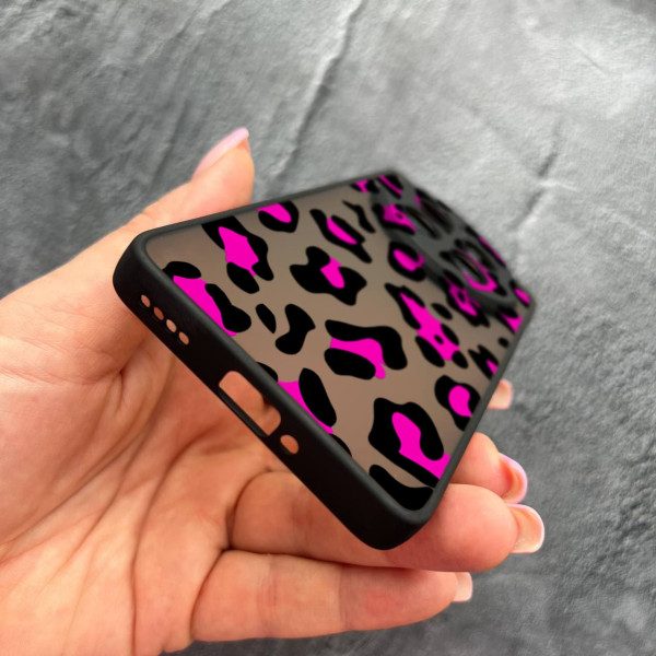 Чехол для Realme 12 pro 5G с защитой камеры с леопардом розовым