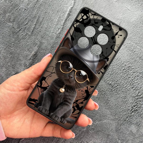 Чехол для Realme 12 pro 5G с защитой камеры с котом в шляпе
