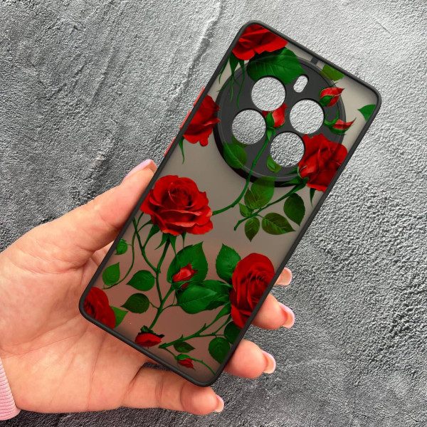 Чехол для Realme 12 pro 5G с защитой камеры с цветами красные розы