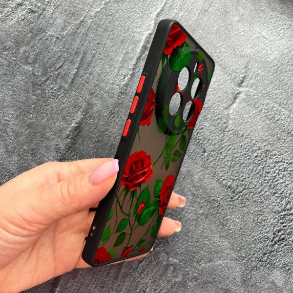 Чехол для Realme 12 pro 5G с защитой камеры с цветами красные розы