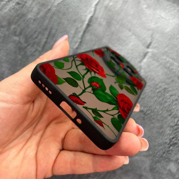 Чехол для Realme 12 pro 5G с защитой камеры с цветами красные розы