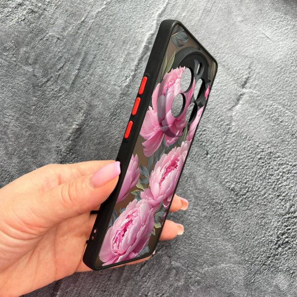 Чехол для Realme 12 pro 5G с защитой камеры с цветами пионами крупными