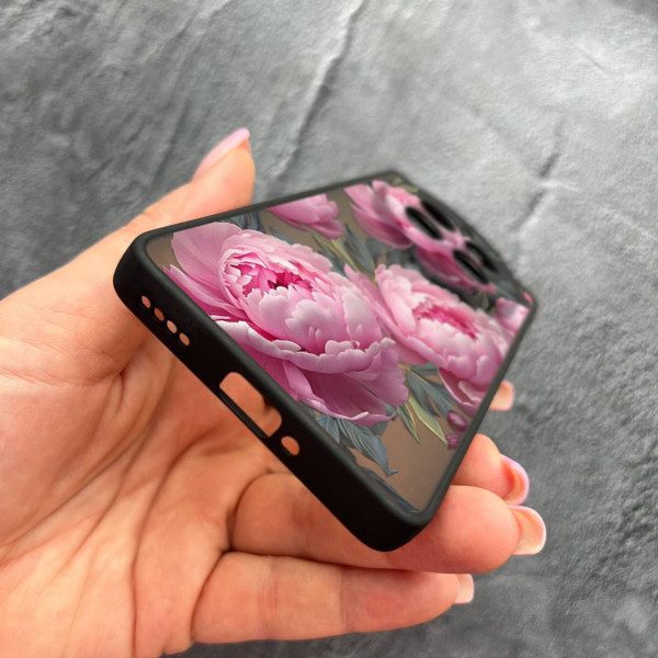 Чехол для Realme 12 pro 5G с защитой камеры с цветами пионами крупными