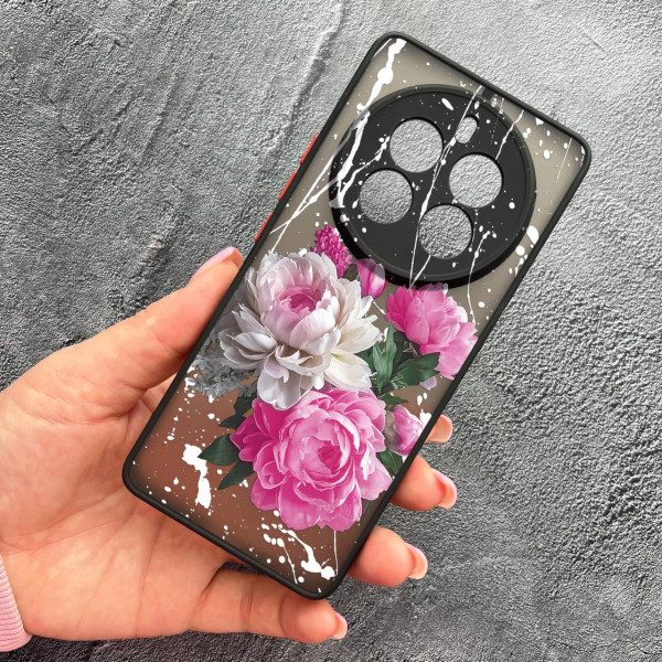 Чехол для Realme 12 pro 5G с защитой камеры с цветами пионы классические
