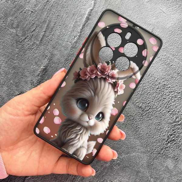 Чехол для Realme 12 pro 5G с защитой камеры с зайкой в ​​лепестках