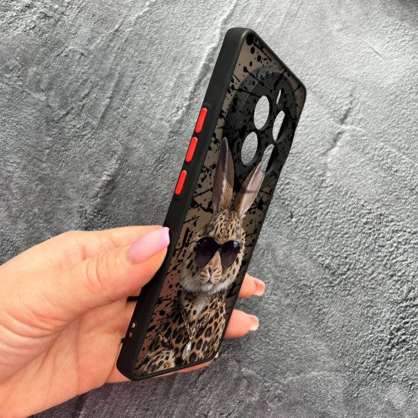 Чехол для Realme 12 pro 5G с защитой камеры с зайцем в леопарде