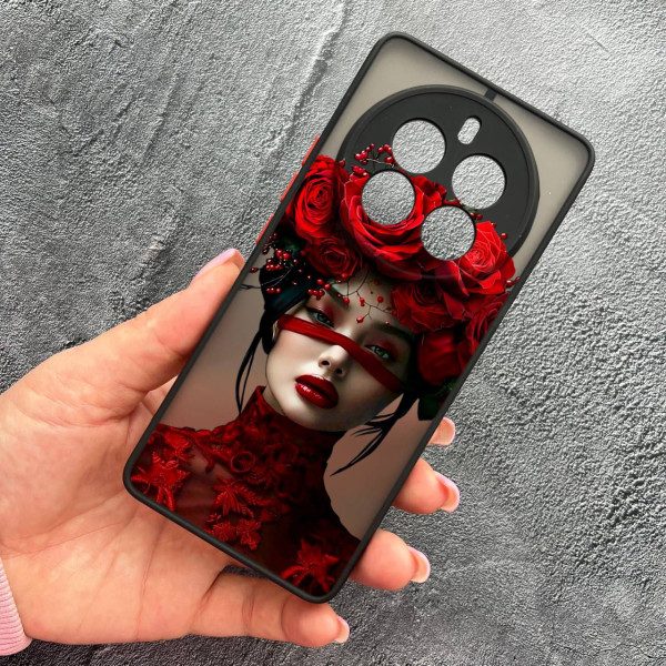 Чехол для Realme 12 pro 5G с защитой камеры с девочкой и лентой