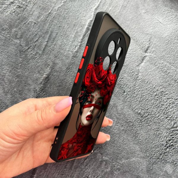 Чехол для Realme 12 pro 5G с защитой камеры с девочкой и лентой